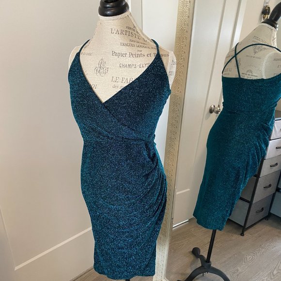 ERIN BLAIR BLUE SPARKLE DRESS - SIZE MEDIUM - Picture 5 of 5